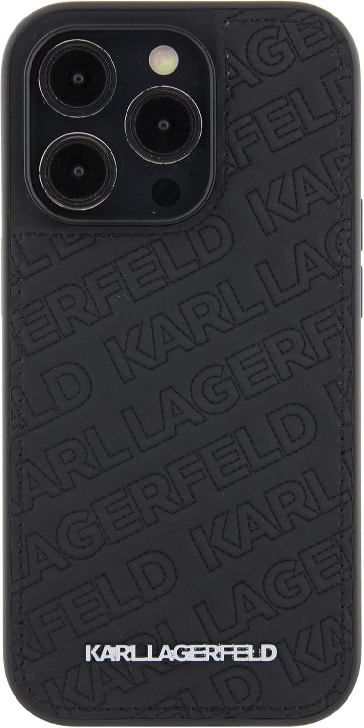 Karl Lagerfeld Gestepptes Karl Muster Hartschale für iPhone 15 Pro (Schwarz), Schwarz
