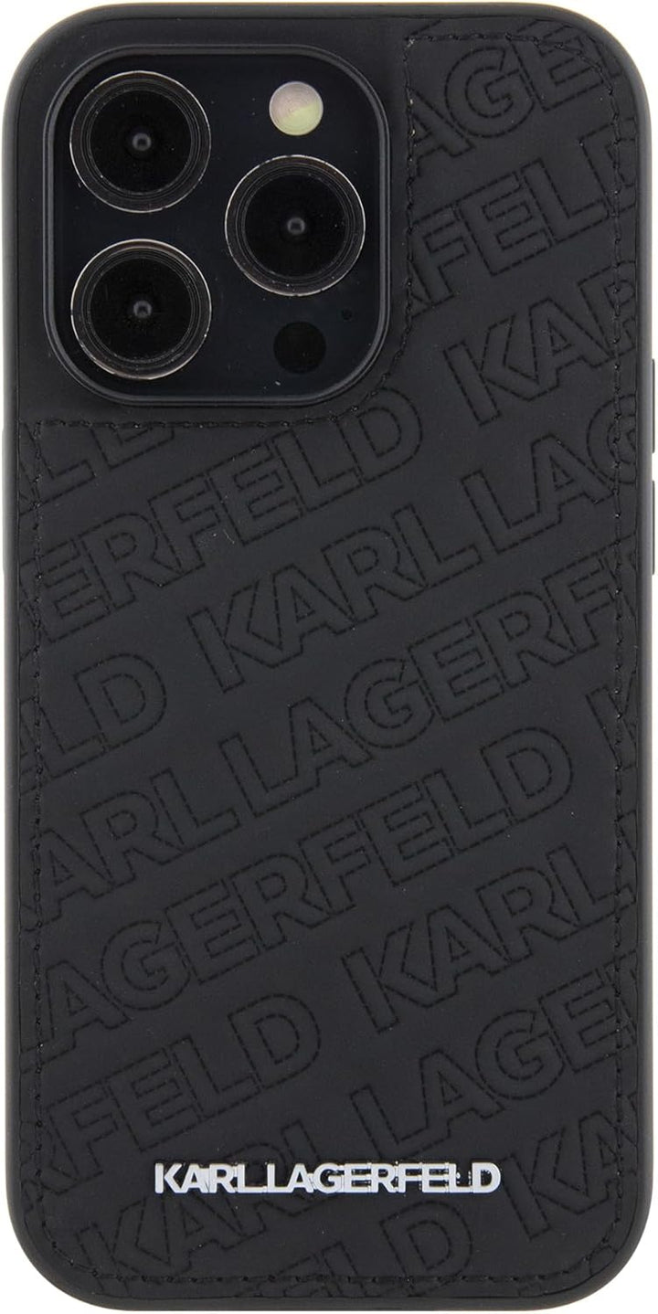 Karl Lagerfeld Gestepptes Karl Muster Hartschale für iPhone 15 Pro (Schwarz), Schwarz
