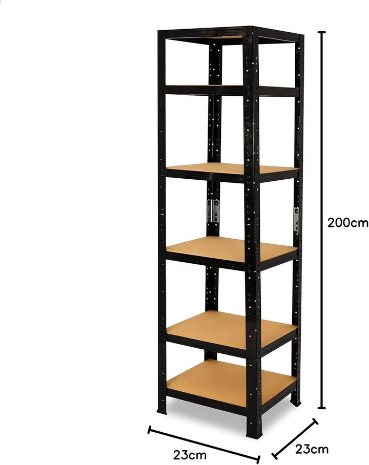 shelfplaza® 200x23x23cm Black Schwerlastregal schwarz/Metallregal schwarz 6 Böden à 145kg Tragkraft/