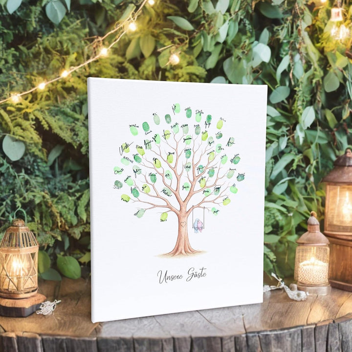 KATINGA Leinwand zur Hochzeit – Bild für Fingerabdrücke mit Baum - Personalisiert oder mit „Unsere G