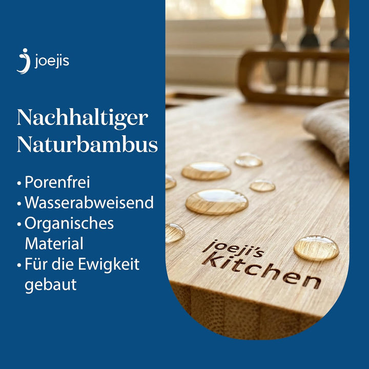 Joejis Käseplatte Bambus - Käsebrett mit Käsemesser Set - Cheese Board - Holz Servierplatte - Ideal