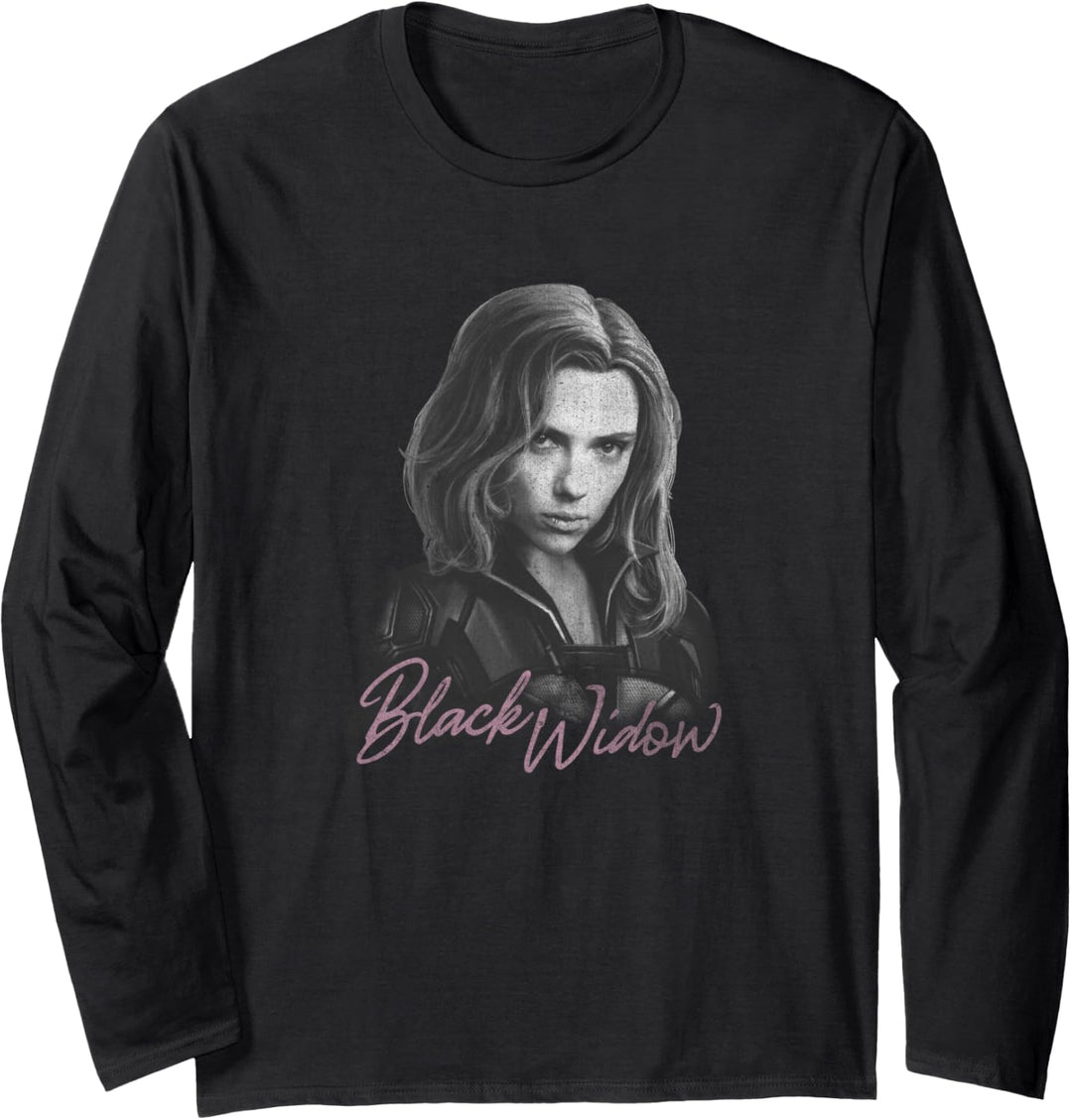 Marvel Black Widow Movie Monochromatic Portrait Langarmshirt