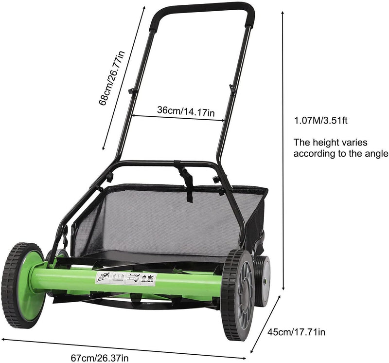 Manueller Rasenmäher Hand Push Lawnmower Spindelmäher Handrasenmäher Verstellbarer Hand Push Rasen R