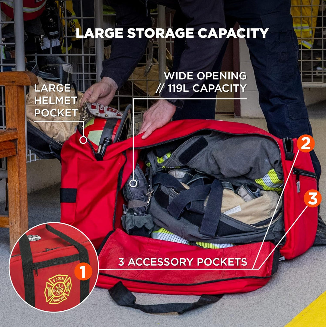 Ergodyne Arsenal 5005P Grosse Feuerwehr-Rettungs-Tasche aus Polyester mit Schultergurt und Helmtasch