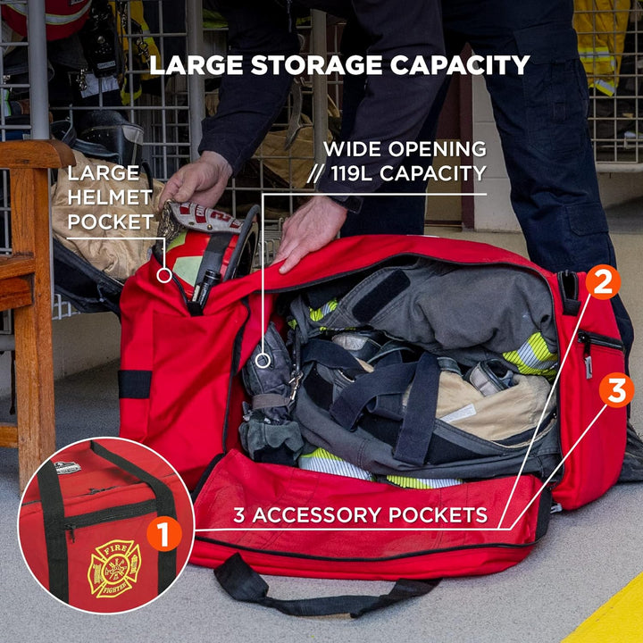 Ergodyne Arsenal 5005P Grosse Feuerwehr-Rettungs-Tasche aus Polyester mit Schultergurt und Helmtasch
