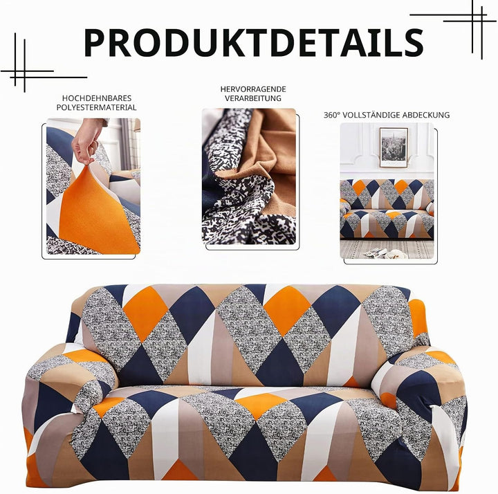 Lydevo Sofabezug 3 Sitzer Stretch Sofahusse Elastischer Sofabezug Spandex Sofa Überzug mit 2 Kissenb