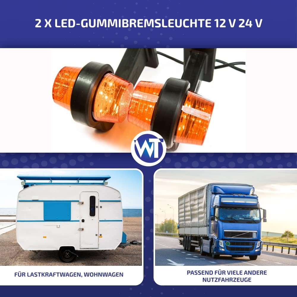 Web Truck 2 x LED Gummi Begrenzungsleuchte Seitenleuchte 12V 24V mit Old School Style Positionsleuch