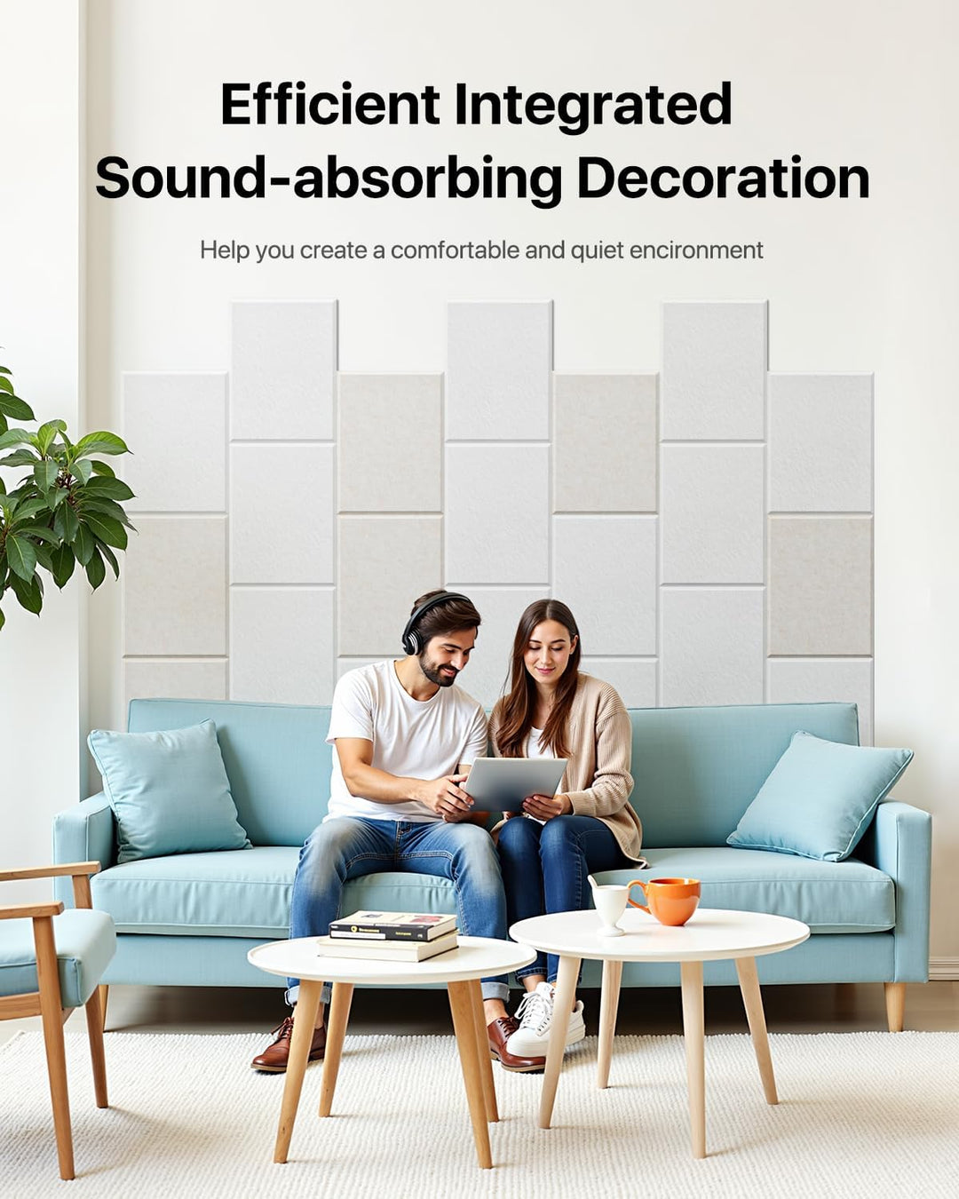 Soundsbay Akustikplatten Selbstkleben 12 Stück, Schallabsorber, Schalldämmung Schallschutz Wand hohe