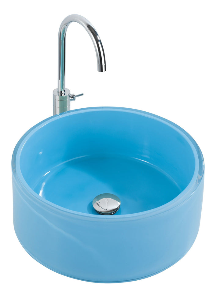 Wenko 18920100 Waschbecken Tropic Blue - mit Pop-Up Abfluss, Polyresin, Ø 43 x 16 cm, hellblau