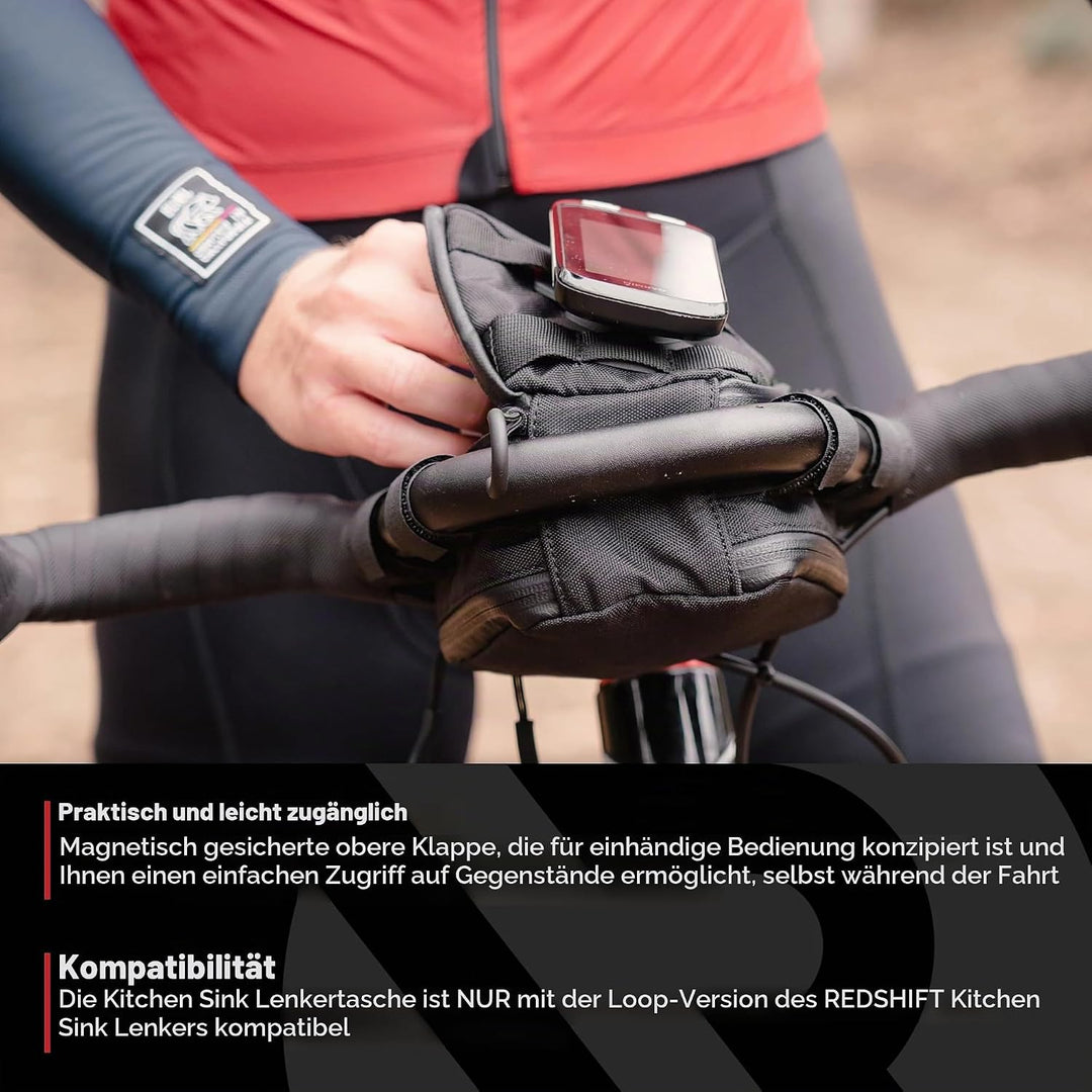 REDSHIFT Handlebar Bag for Kitchen Sink Handlebar with Loop Handlebar Bag With Loop, Handlebar Bag W