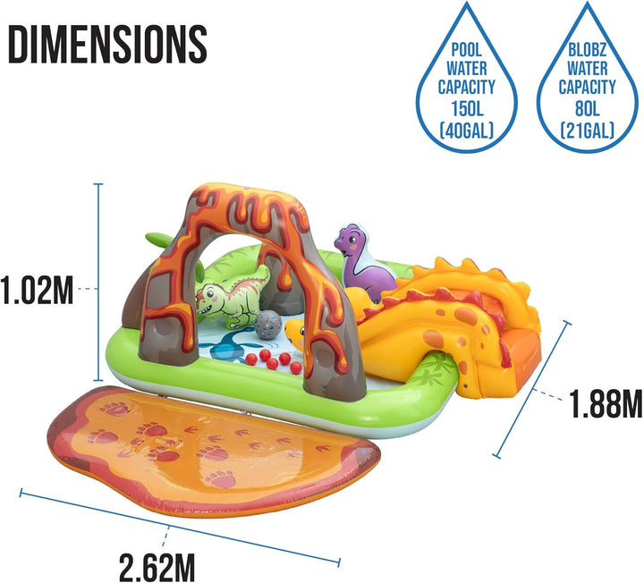 Bestway Aufpumpbares Wasserspielcenter und Pool für Kinder Volcano Springs 262 x 188 x 102 cm