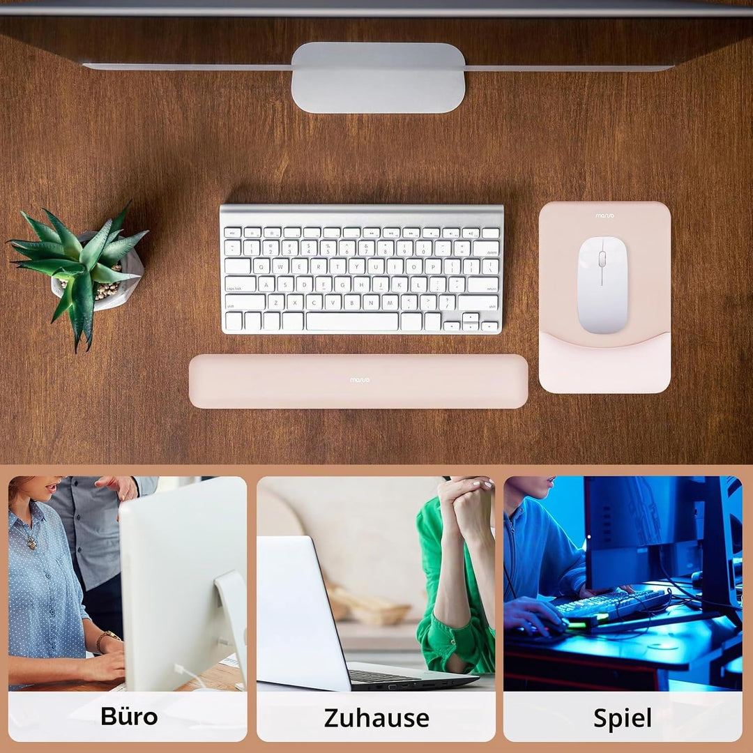 MOSISO Handgelenkstütze für Mauspad&amp;Tastatur Set, Rechteckig Ergonomisch Mauspad Rutschfest Basis Ho