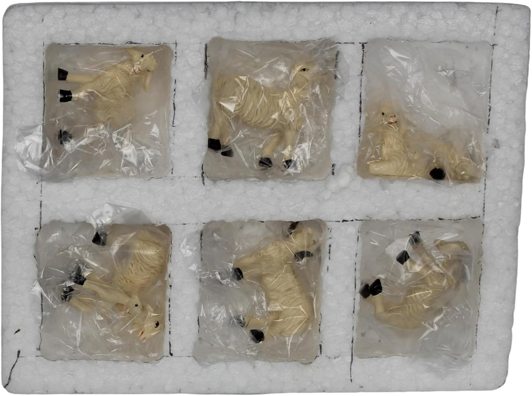 ZICOM Krippenzubehör Tiere Schafset ca. 4cm 6-TLG. Polyresin handbemalt