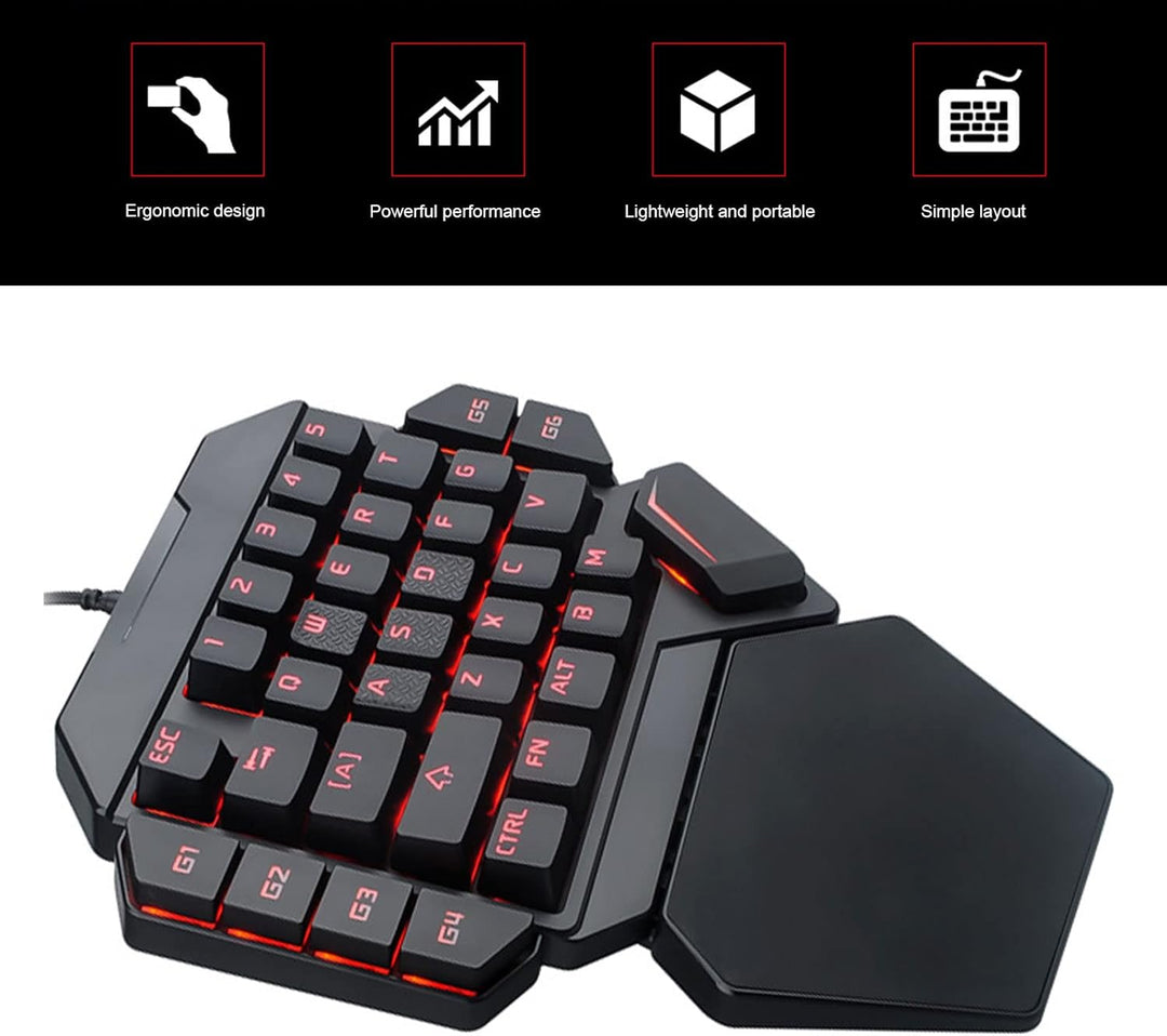 ciciglow Einhand-Gaming-Tastatur, K50 Wired RGB Backlit Mechanical Half Keyboard 35 Keys Portable Ga