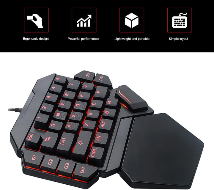 ciciglow Einhand-Gaming-Tastatur, K50 Wired RGB Backlit Mechanical Half Keyboard 35 Keys Portable Ga