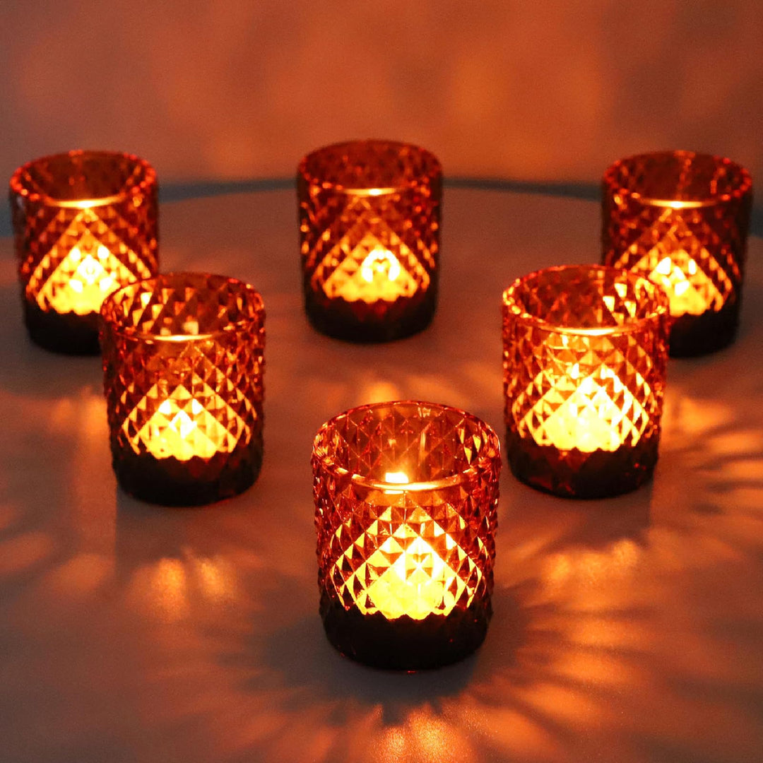 Vohocandle 12 Stück Teelichtgläser im Vintage-Stil, Teelichthalter aus Glas für Hochzeitstischdekora