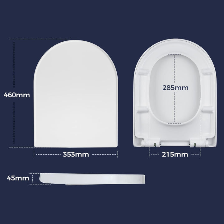SAMODRA Premium Toilettendeckel D-Form,WC Sitz mit Absenkautomatik,Weiss Klodeckel mit Quick-Release