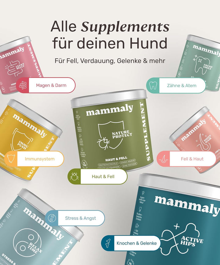 mammaly 12-in-1 Bierhefe Leckerli für deinen Hund - Super Nature Protect 60 Snacks (175g) - mit u. a