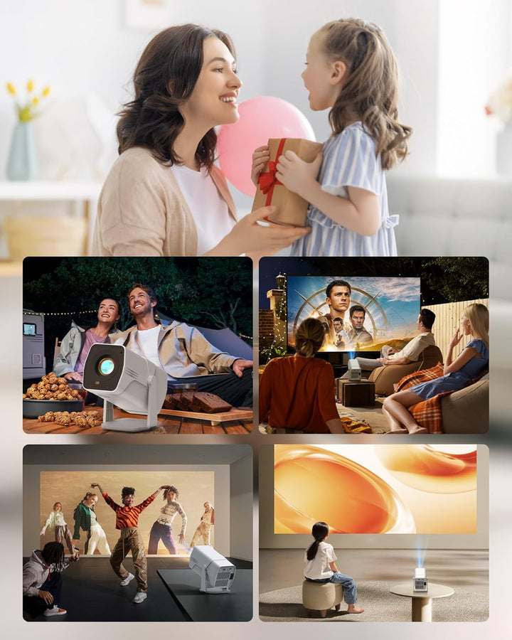 Mini Beamer Kompatibel mit Netflix 1080P Full HD, Integrierte Apps, WiFi & Bluetooth, Elektrischer F