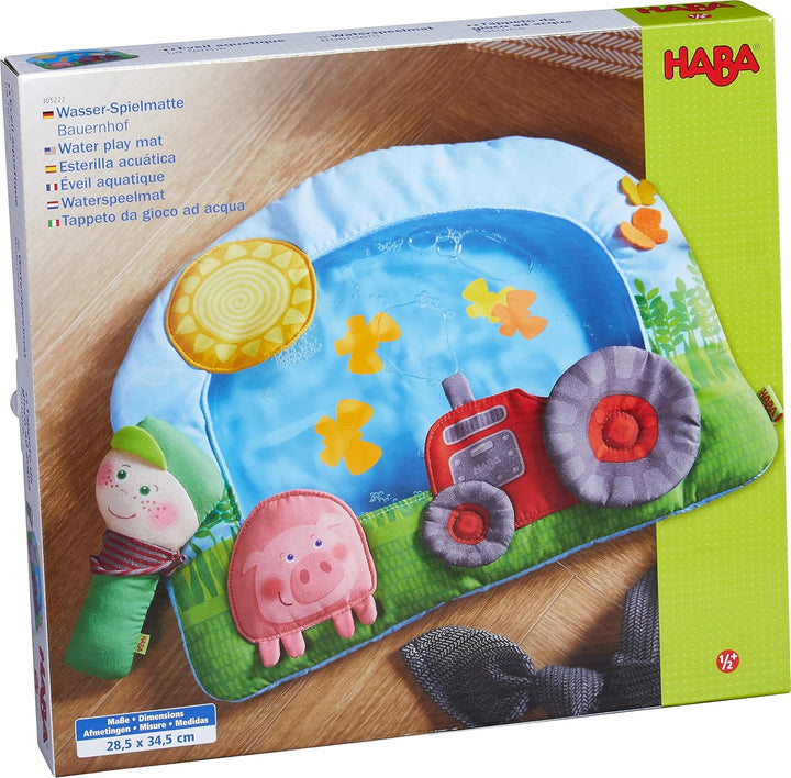 HABA 305222 - Wasser-Spielmatte Bauernhof, Spielmatte mit vielseitigen Spielelementen zur Förderung