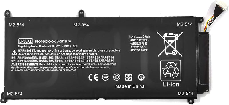 7XINbox 11,4V 48Wh LP03XL HSTNN-DB6X HSTNN-DB7C HSTNN-UB6R TPN-C121 TPN-C122 TPN-C124 Ersatzakku für