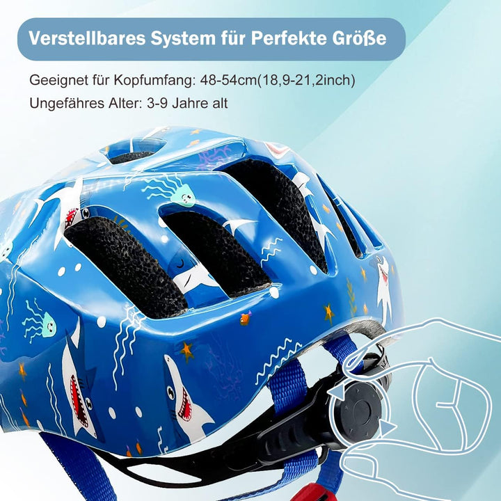 Fahrradhelm Robuster Kinder Helm Verstellbarer Skateboardhelm Radhelm Skaterhelm 52-56CM für Mädchen