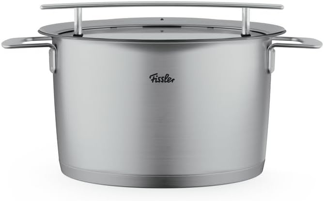 Fissler Phi Collection hoher Kochtopf (24 cm, 6,5 L) mit Glasdeckel – extra grosser Edelstahl-Topf,