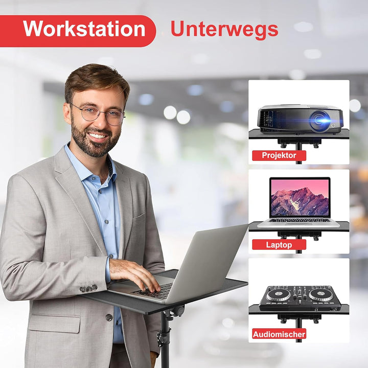 Pyle Laptop Ständer Beamer Stativ & Halterung, Projektor Ständer & Winkelverstellbares Dreibein-Stat