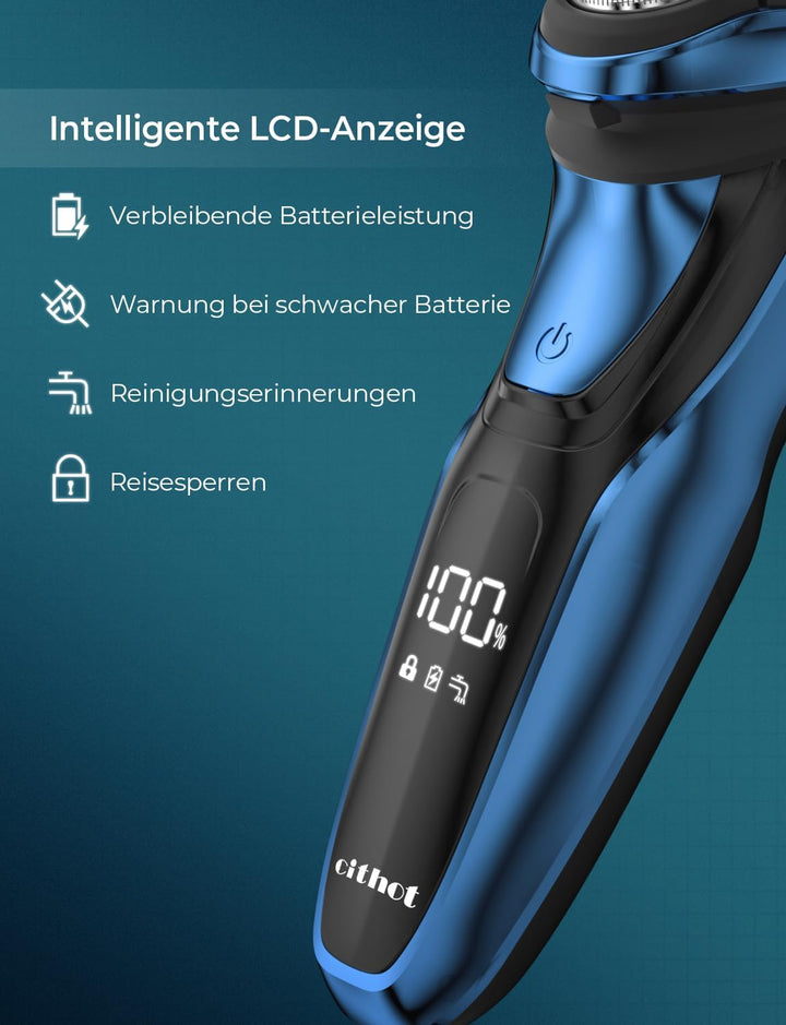 Rasierer Herren Elektrisch Rasierapparat mit Präzisionstrimmer Nass und Trockenrasierer IPX7 Elektro