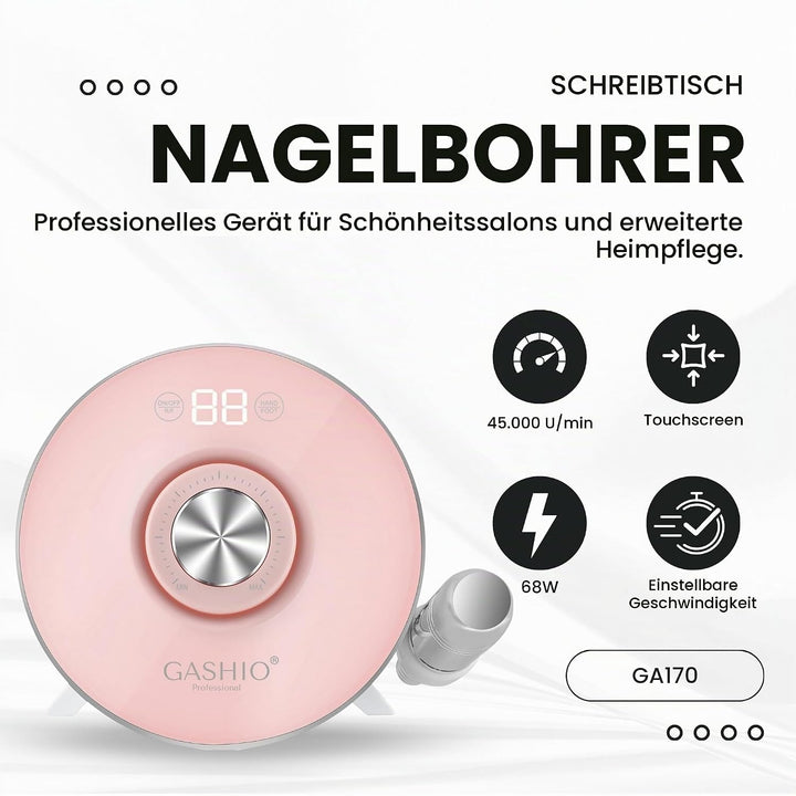 GASHIO® Nagelfräser GA170 | Nagelbohrmaschine | Nagelfeile | 68W | 45.000u/MIN | Kunststoff | Profes