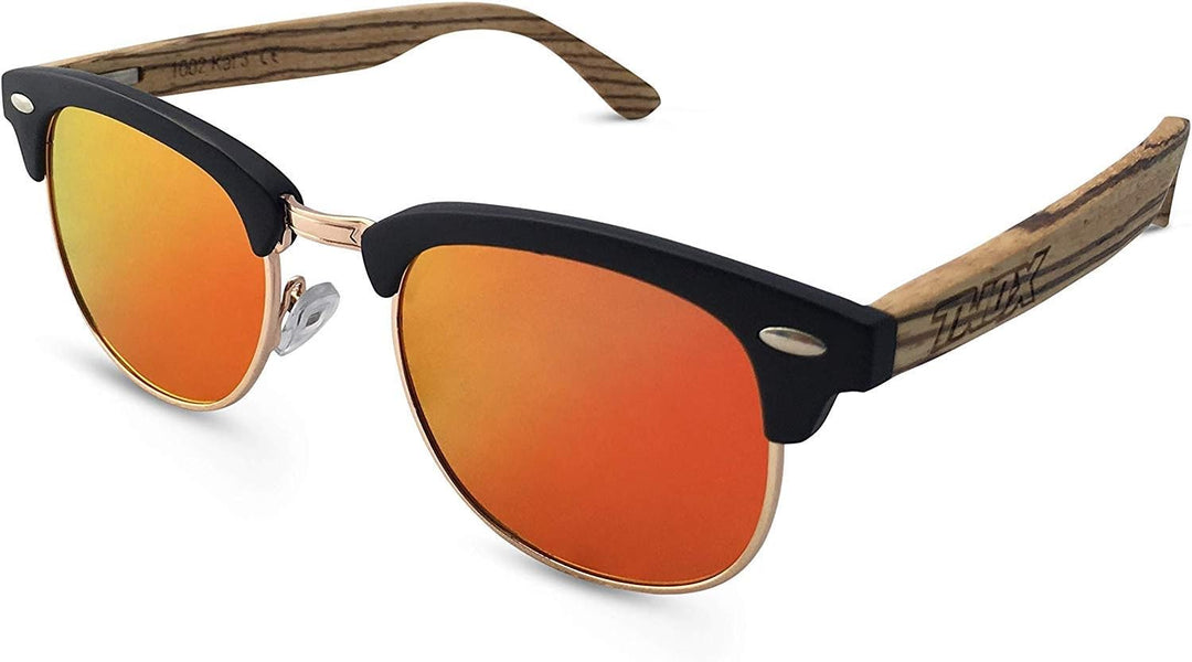TWO-X Sonnenbrille WF orange verspiegelt 50er 70er Vintage Holzbügel