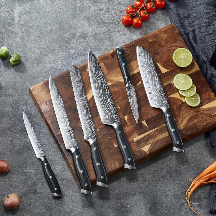 Yabano Messerblock Set, 14-teilig Küchenmesserset Edelstahl, Messer Set mit Holzblock und integriert