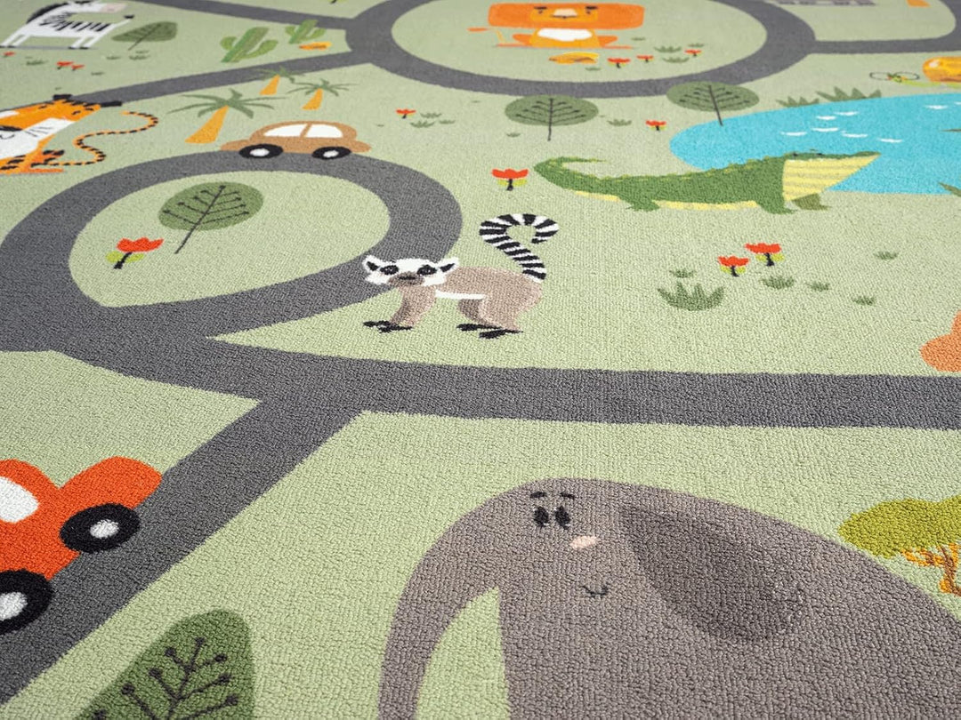 the carpet Happy Life Kinderzimmer, Kinderteppich, Spielteppich, Strassenteppich, Strasse, Dschungel