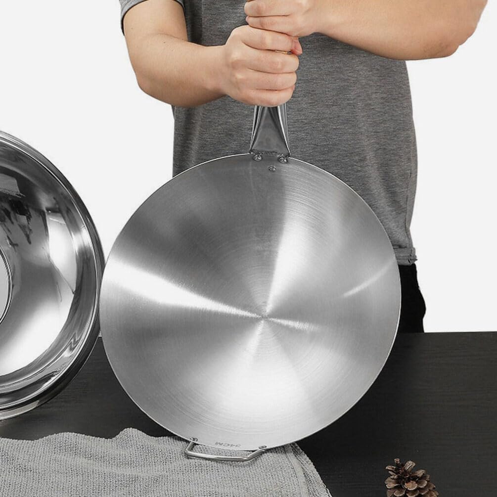BESTonZON Edelstahlpfanne Edelstahl-Wok 13 Pfannen Chinesischer Wok Mit Holz- Und Stahl-Hilfsgriff F