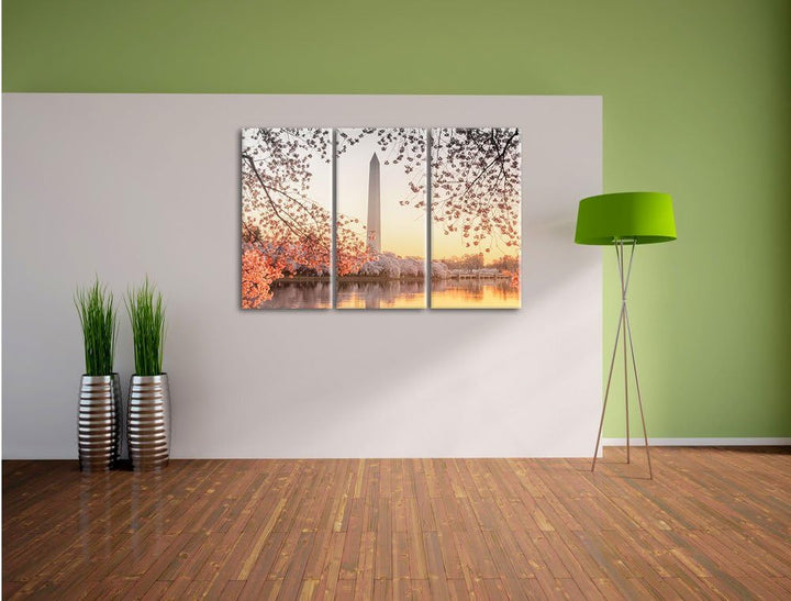 Pixxprint Jefferson Memorial als Leinwandbild/Grösse: 3 Teilig (120x80 cm) cm/Wandbild/Kunstdruck/fe