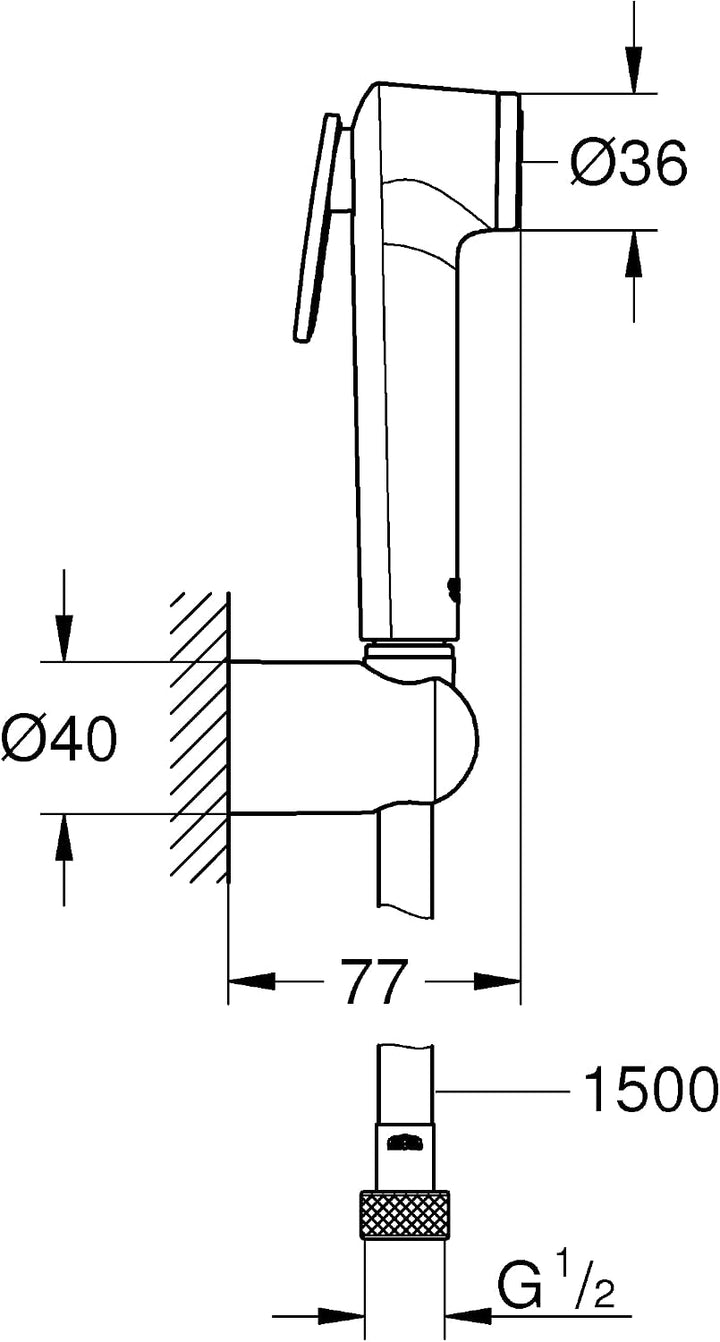 Grohe Tempesta-F Trigger Spray 30 Wandhalterset 1 Strahlart, 26353000 Silber