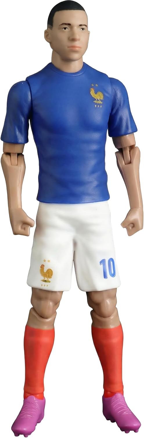 Megableu - FFF-Figur Killian Mbappé Nr. 10 – 20 cm – grosse Fussballfigur realistisch & beweglich mi