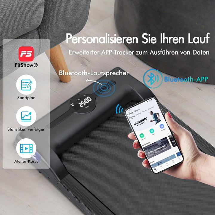 BLACK LORD 3-in-1 Walking Pad Laufband, leises tragbares Untertisch-Laufband mit Bluetooth-Lautsprec