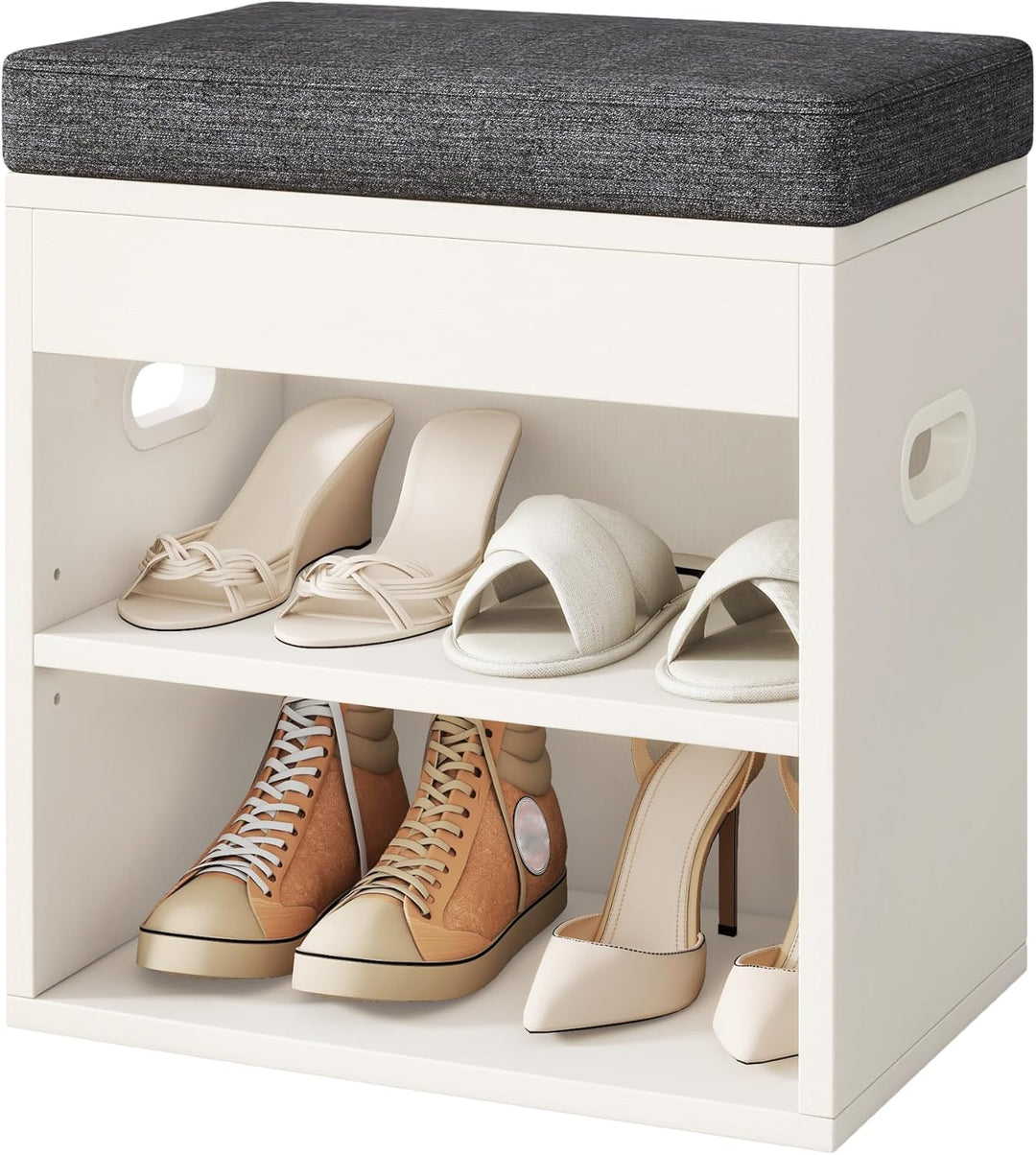 YMYNY Schuhbank mit Sitzfläche und Schublade, 2-Stufig Schuhschrank mit sitzbank, Schuhregal Klein m