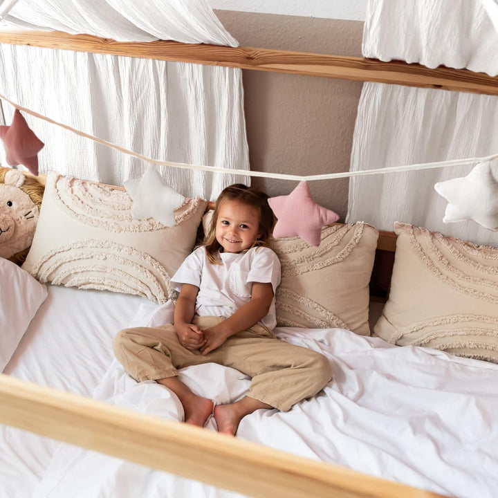 LILIMAUS Sternen Wimpelkette Stoff in 12 Farben - Kinderzimmer 100% Baumwolle Handmade Girlande - Mu
