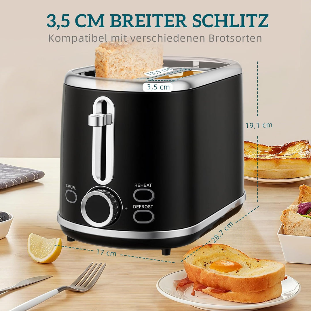 HOMCOM Wasserkocher Toaster Set 1,7L Edelstahl Wasserkocher 2 Scheiben Toaster mit 6 Bräunungsstufen