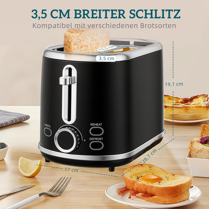HOMCOM Wasserkocher Toaster Set 1,7L Edelstahl Wasserkocher 2 Scheiben Toaster mit 6 Bräunungsstufen