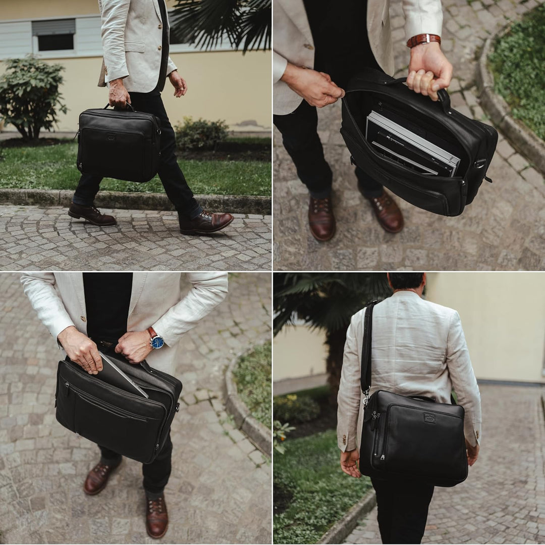 Baur XXL Tasche Echtes Leder | Laptoptasche bis 16 Zoll | Handgefertigte Businesstasche | Aktentasch