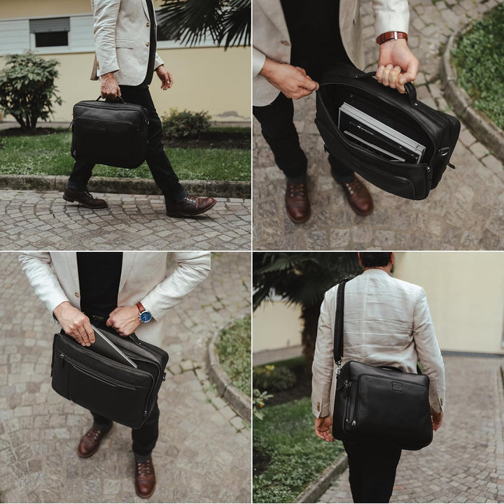 Baur XXL Tasche Echtes Leder | Laptoptasche bis 16 Zoll | Handgefertigte Businesstasche | Aktentasch