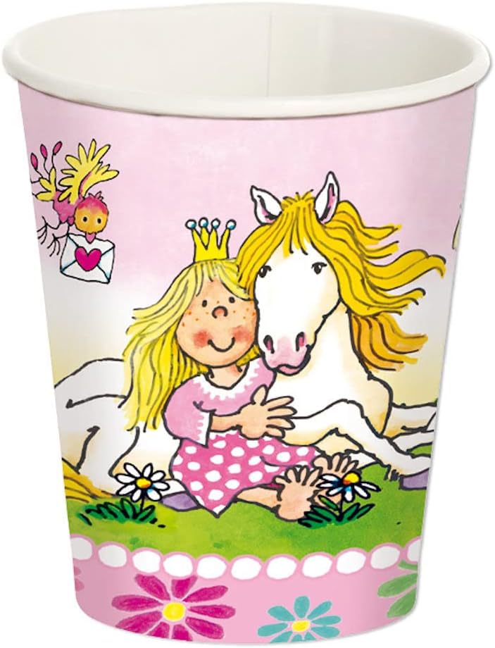 HHO Prinzessin Miabella mit Pferd-Party-Set 52tlg. für 16 Pferdefreunde 16 Teller 16 Becher 20 Servi
