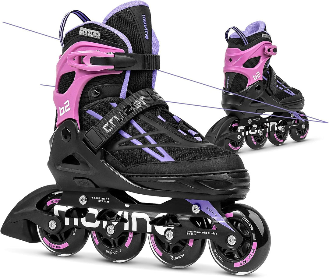 Movino Inline Skates Cruzer B3 Verstellbare Rollschuhe Damen Mädchen Jungen Inliner für Erwachsene m