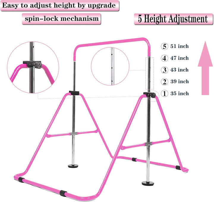 FINGER TEN Gymnastik Turnreck Kinder Gymnastics Bar, Horizontale Kip Stange Faltbar Turntrainingsger