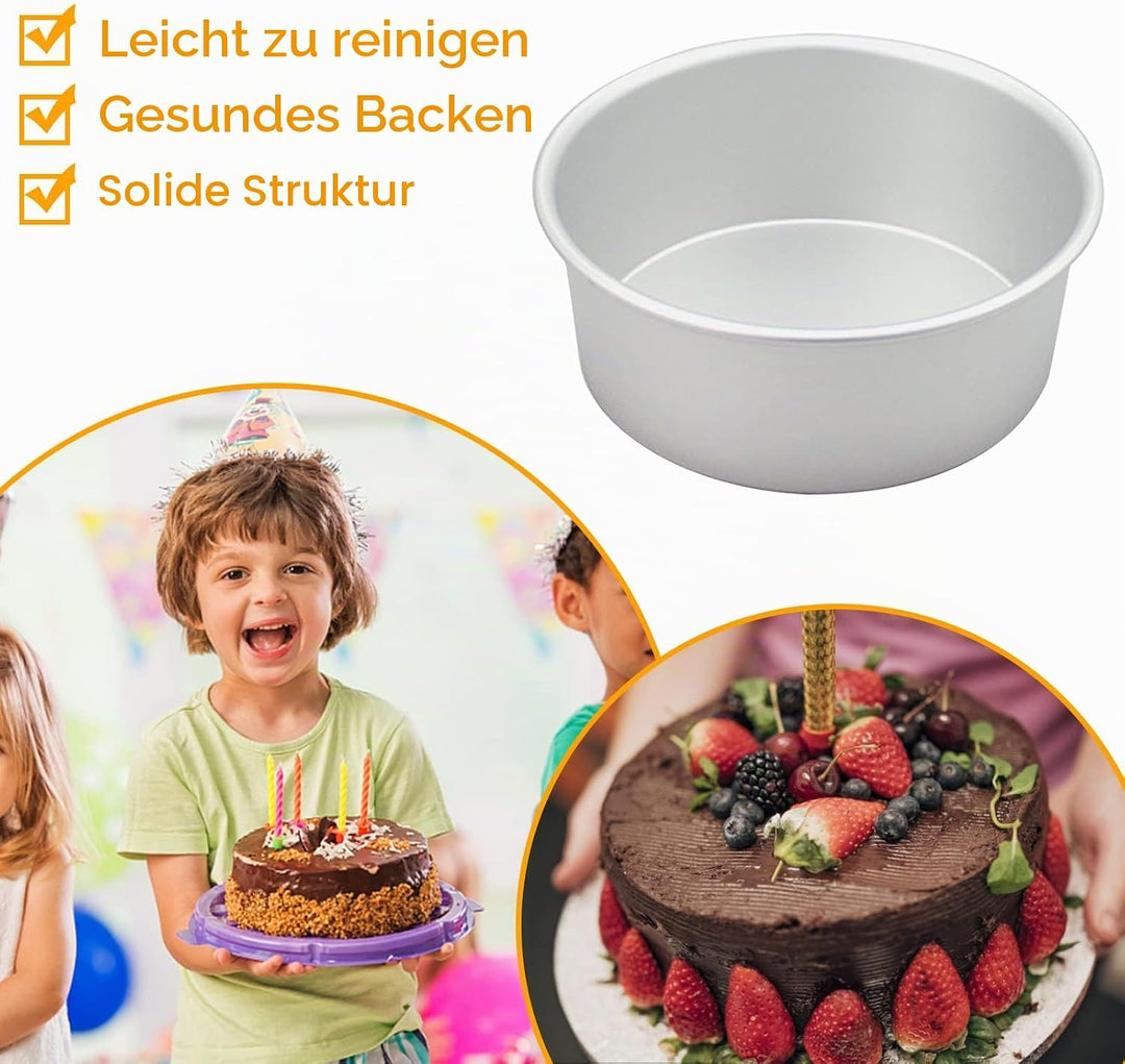 Sparklenut Backform, 2er Set, Rund Backformen, Edelstahl Kuchenform, Kuchenbackform Flachboden, Back