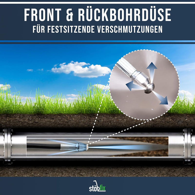 stōbfix 20 m Rohrreinigungsschlauch für Kärcher Hochdruckreiniger Rohrreinigungsset passend für K2,