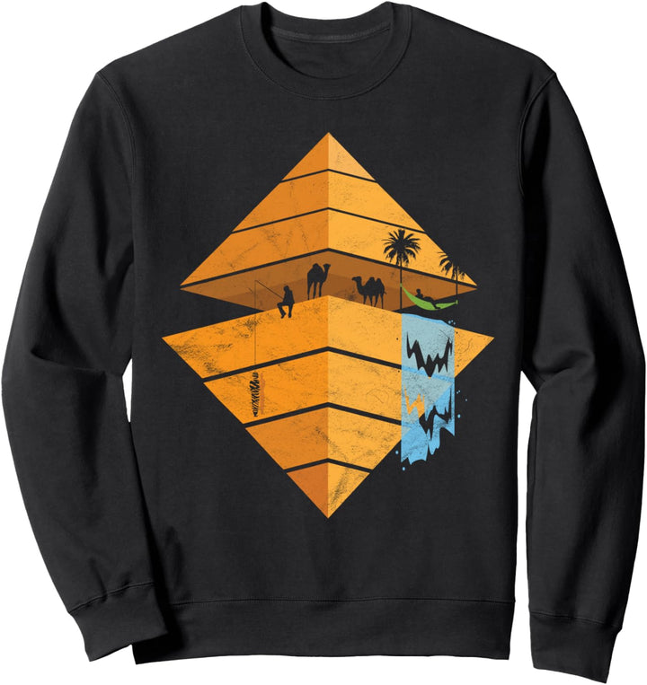 Pyramid Egypt Camel Oasis Hieroglyphic Sphinx Pharao Sweatshirt